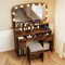 Vanity Table Set LED Mirror Makeup Desk With Stool Charging Station